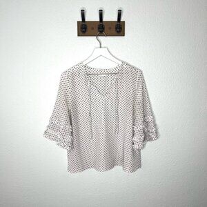14th & Union White Polka Dot Blouse